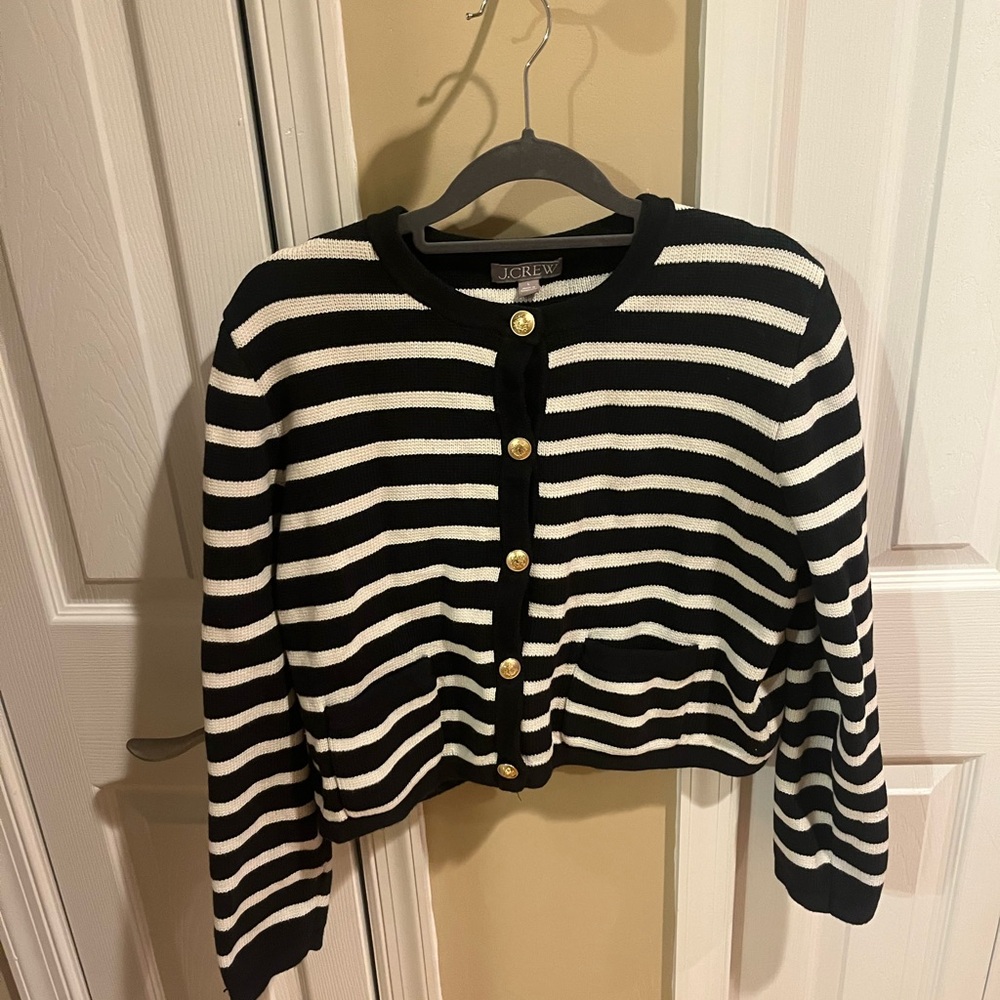 J. Crew Emilie Black and White Striped Sweater